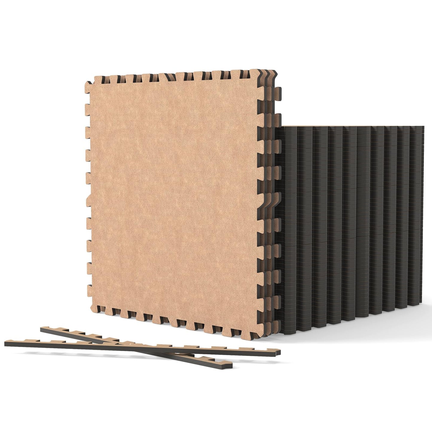 Tapis d'exercice emboîtables 60 x 60 cm avec bords pour salon