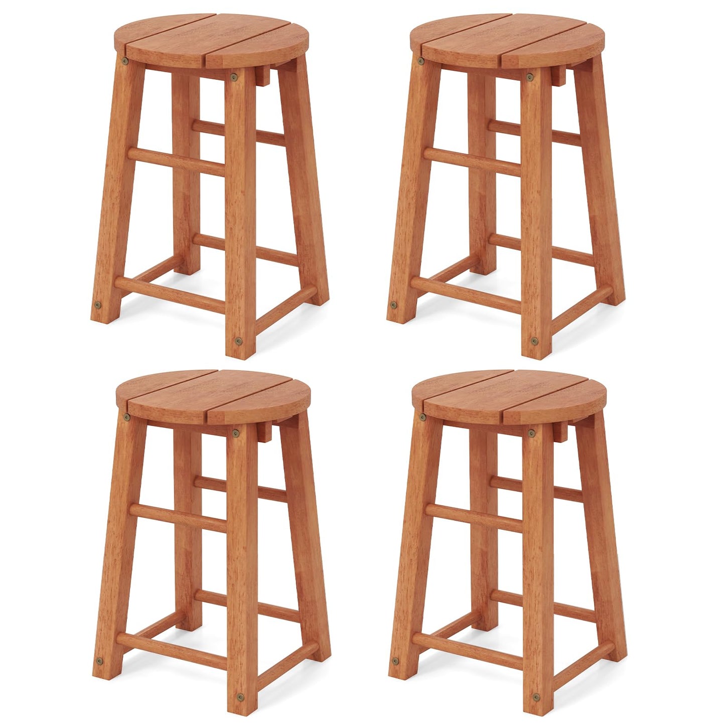 Tangkula Outdoor Wood Bar Stools Set of 2/4 for Garden