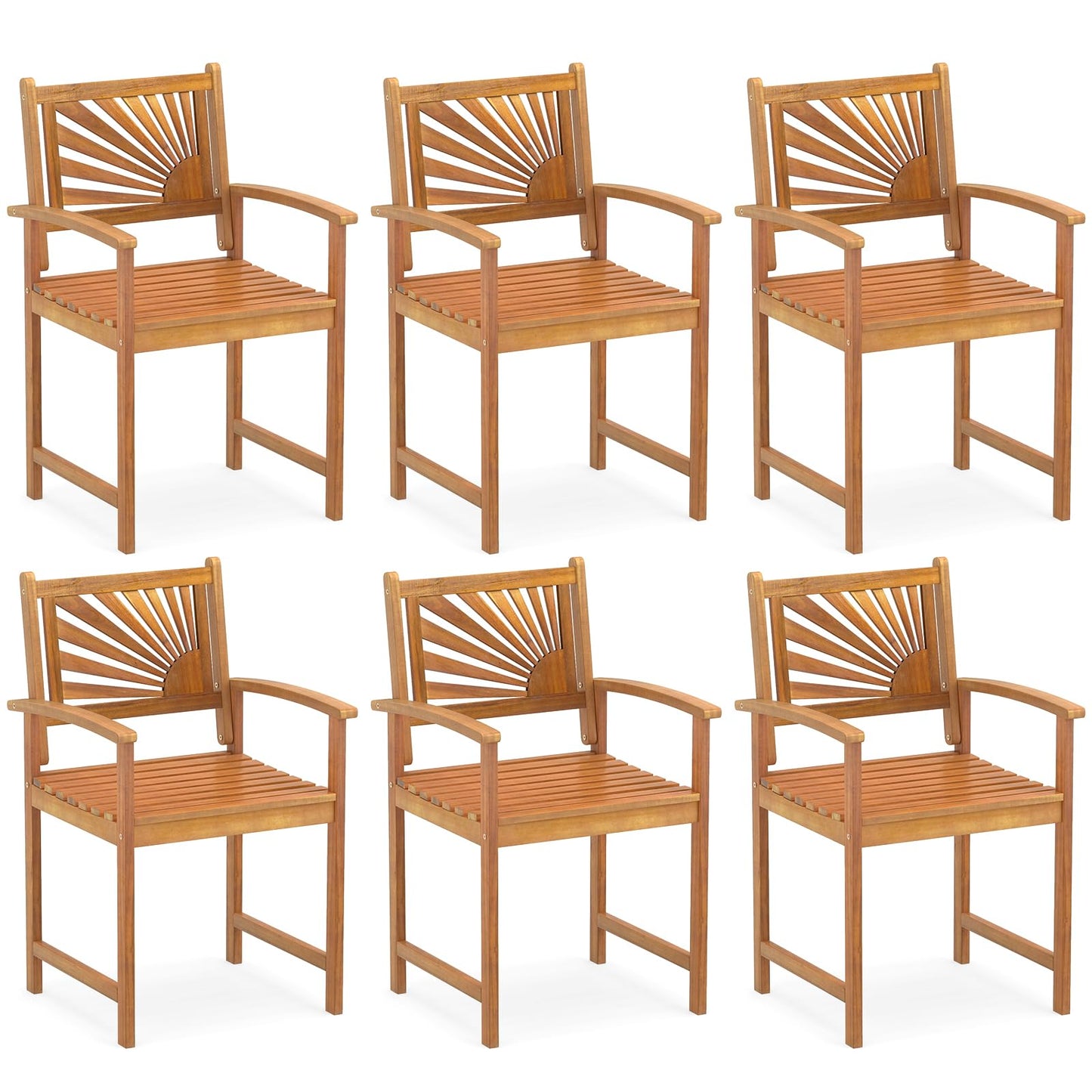 Tangkula Outdoor Acacia Wood Dining Chairs Set