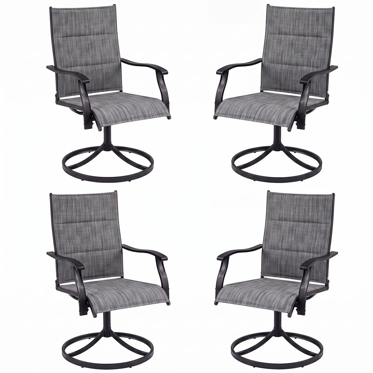 Lot de 2 ou 4 chaises de patio pivotantes Tangkula rembourrées avec cadre en métal robuste