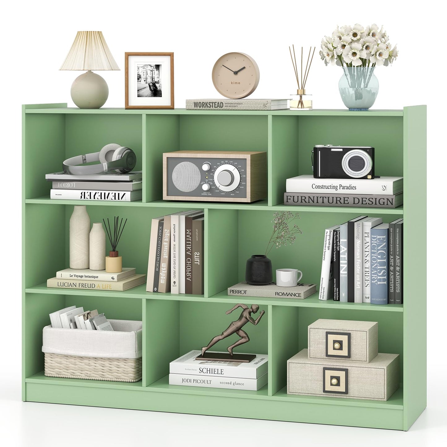 Tangkula 8-Cube Bookcase, Wood 3 Tier Open Storage Bookshelf, Modern Multipurpose Display Cabinet