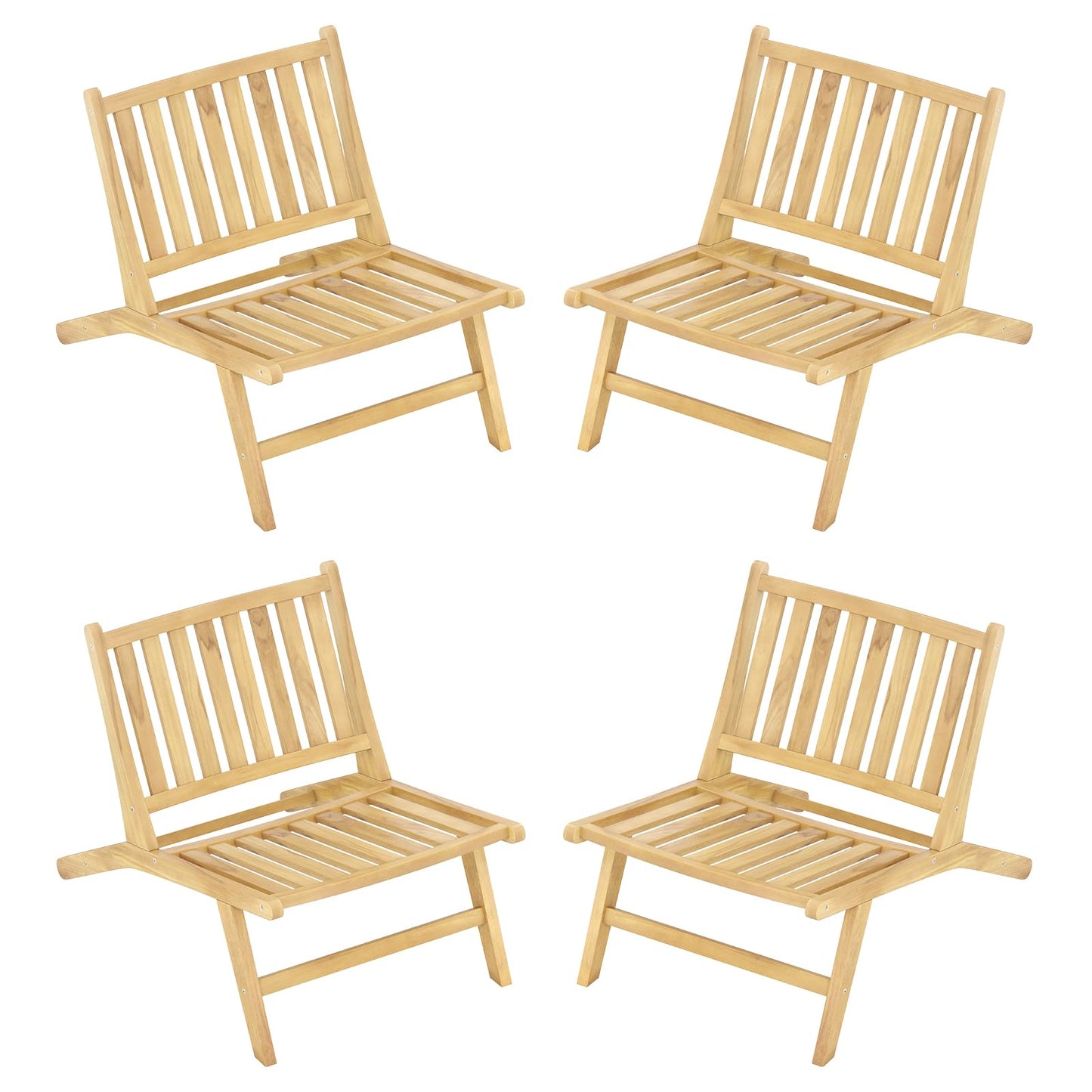 Tangkula Teak Wood Outdoor Accent Chairs(1/2/4)