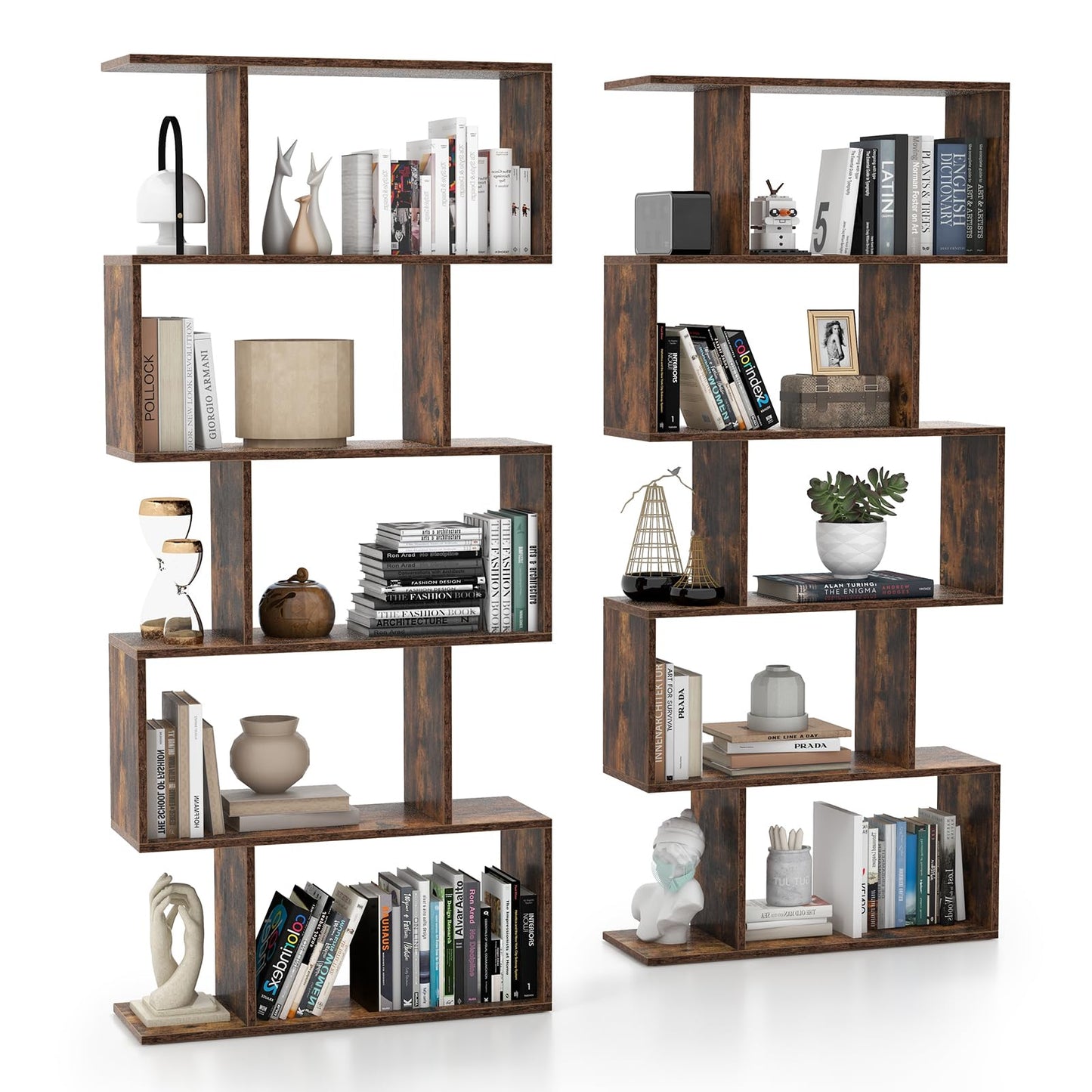 Tangkula 5-Tier Geometric Bookshelf