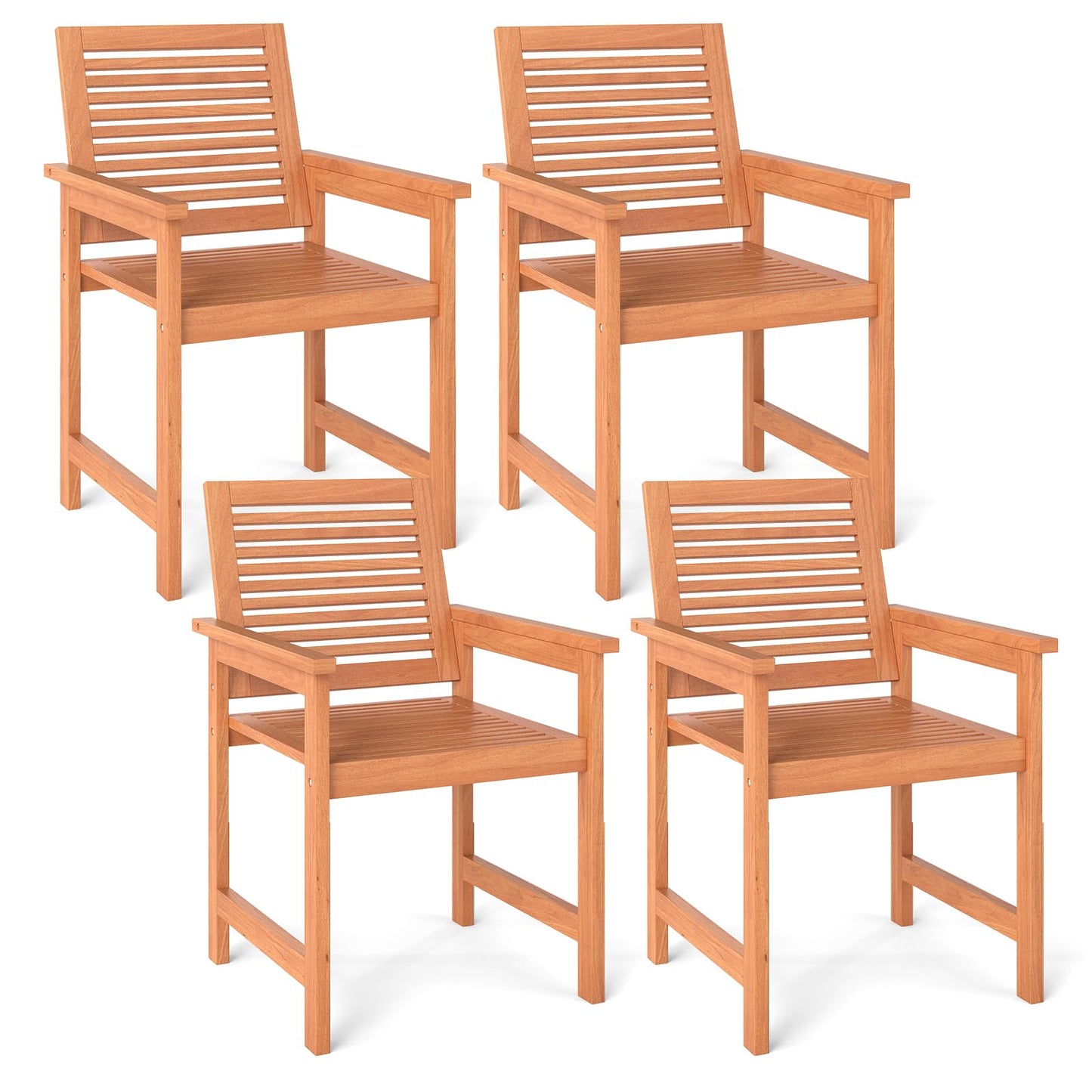 Tangkula Patio Chairs Set Outdoor Wooden Dining Chairs