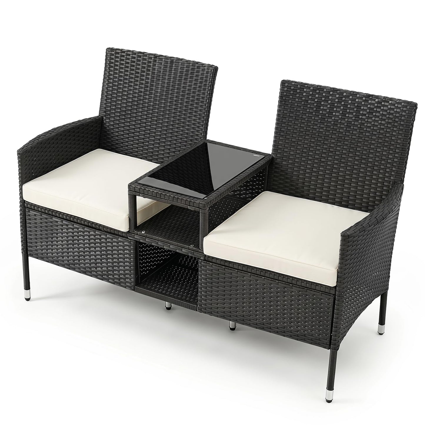 Tangkula Patio Loveseat with Table
