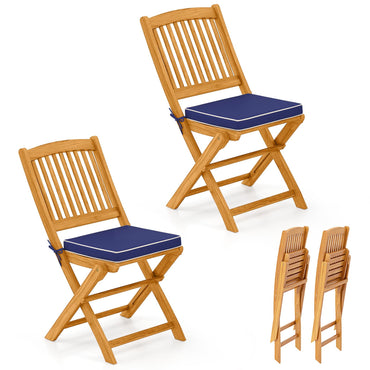 Tangkula Folding Outdoor Dining Chairs Acacia Wood Patio Chairs