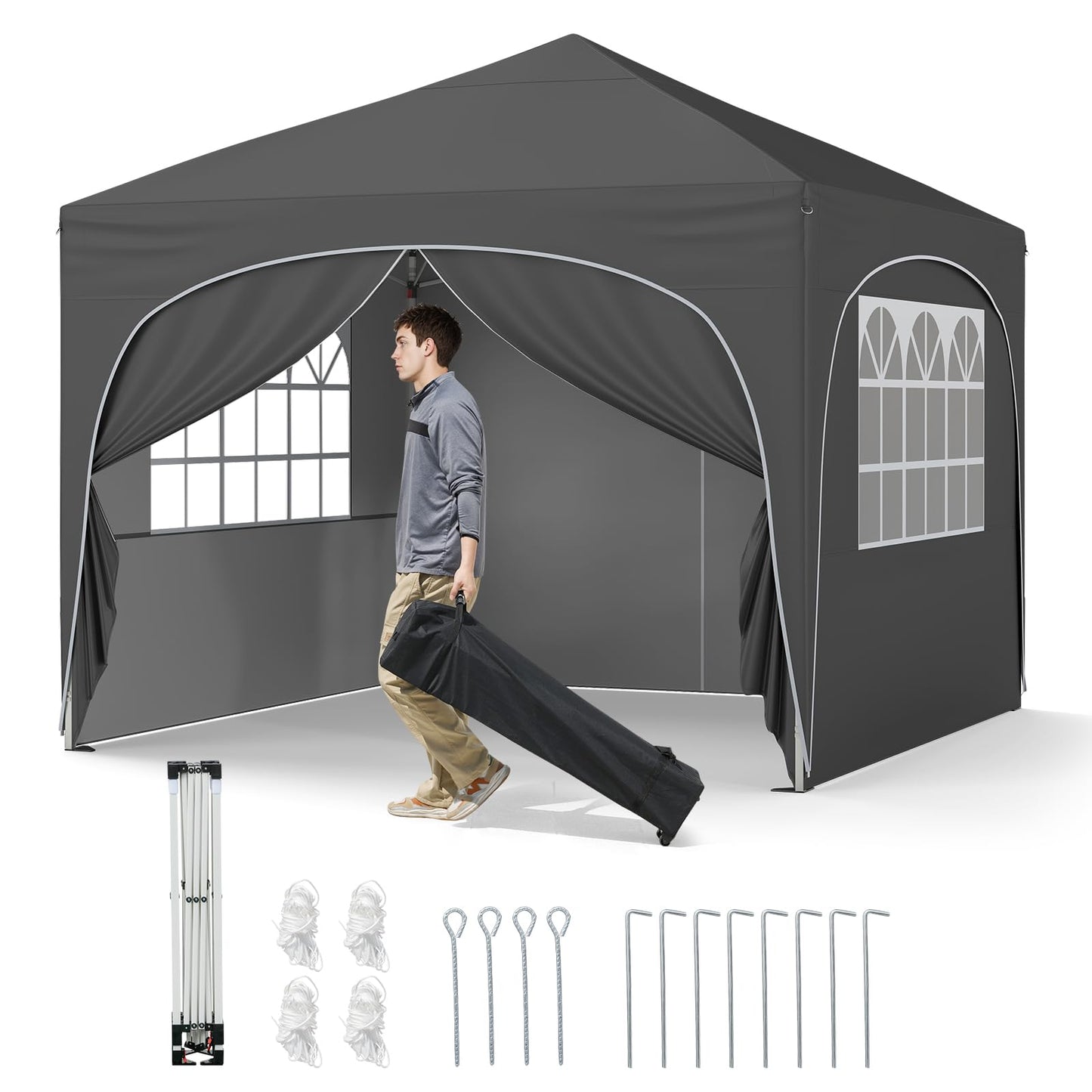 Tangkula 10x10Ft Pop up Canopy with 4 Sidewalls