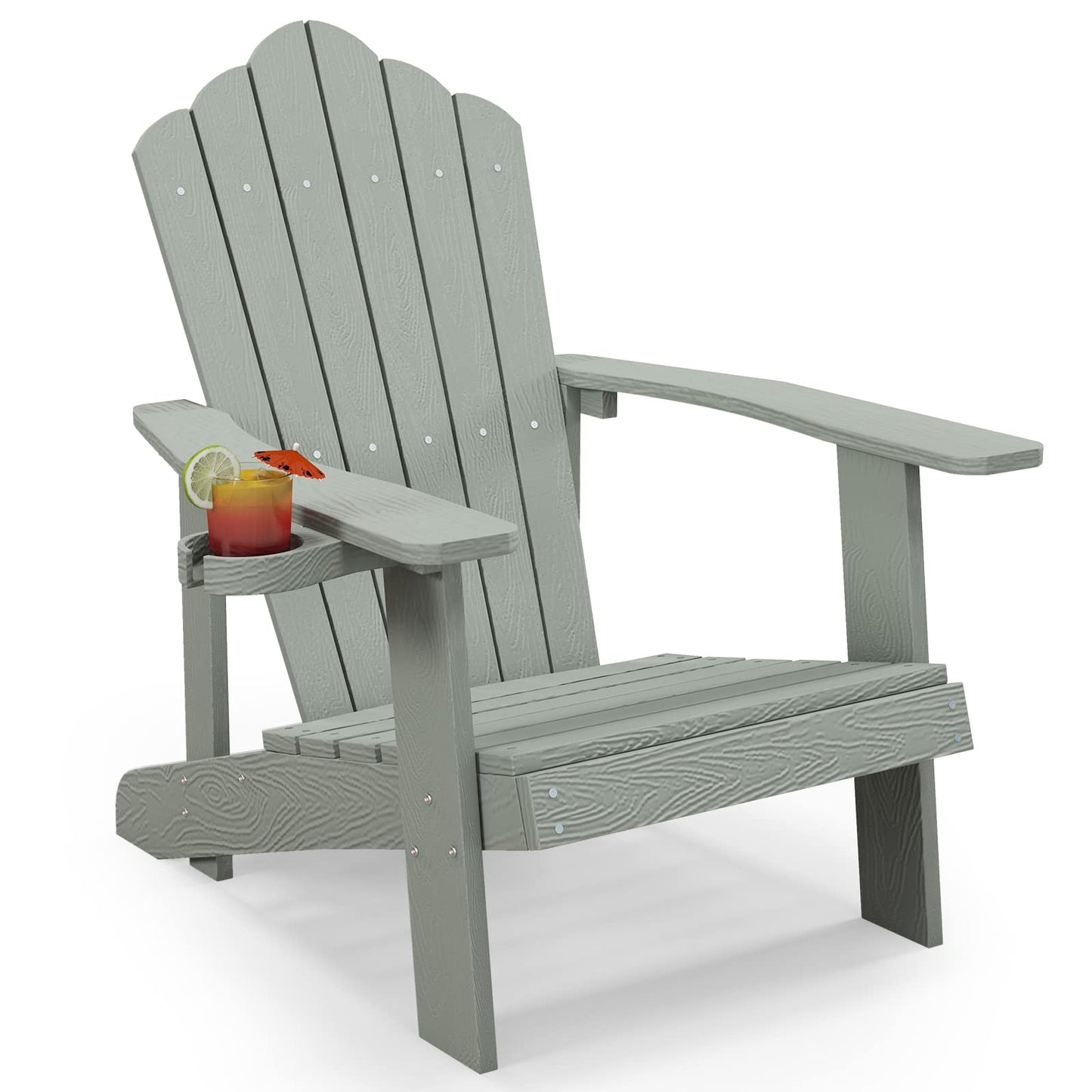 Tangkula Oversized Adirondack Chair, Patio Lounge Chairs w/Adjustable Cup Holder