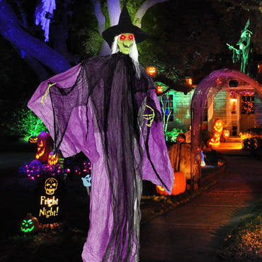 Sorcière animatronique Tangkula de 2,2 mètres pour Halloween