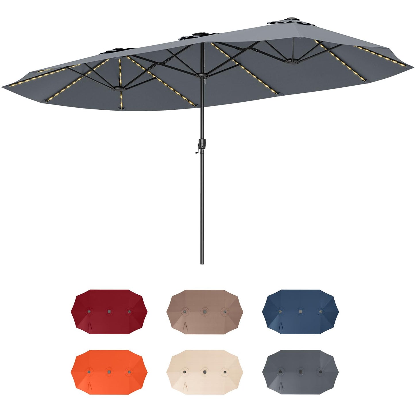 Tangkula 15.5 FT Extra-Large Patio Umbrella w/LED Solar Lights