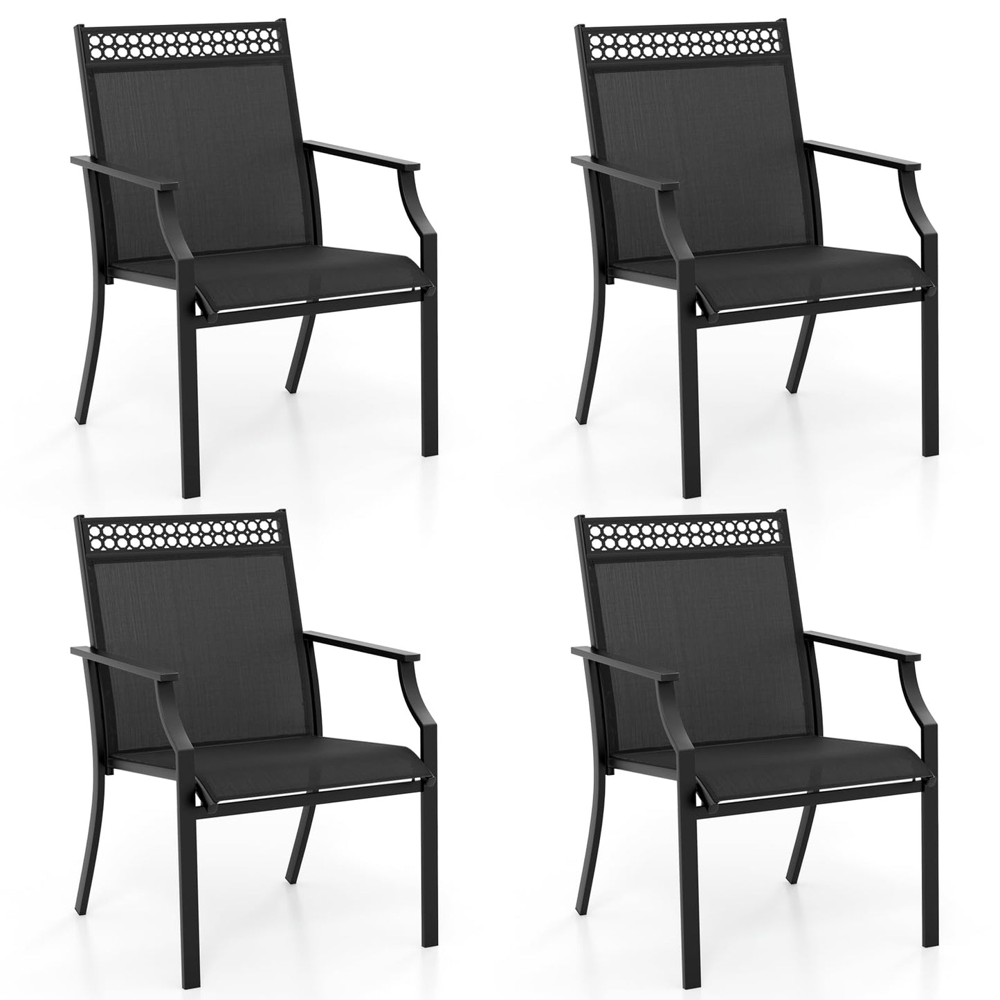 Tangkula Patio Dining Chairs Set of 2/4, All Weather Outdoor Chairs with High Back, Armrests