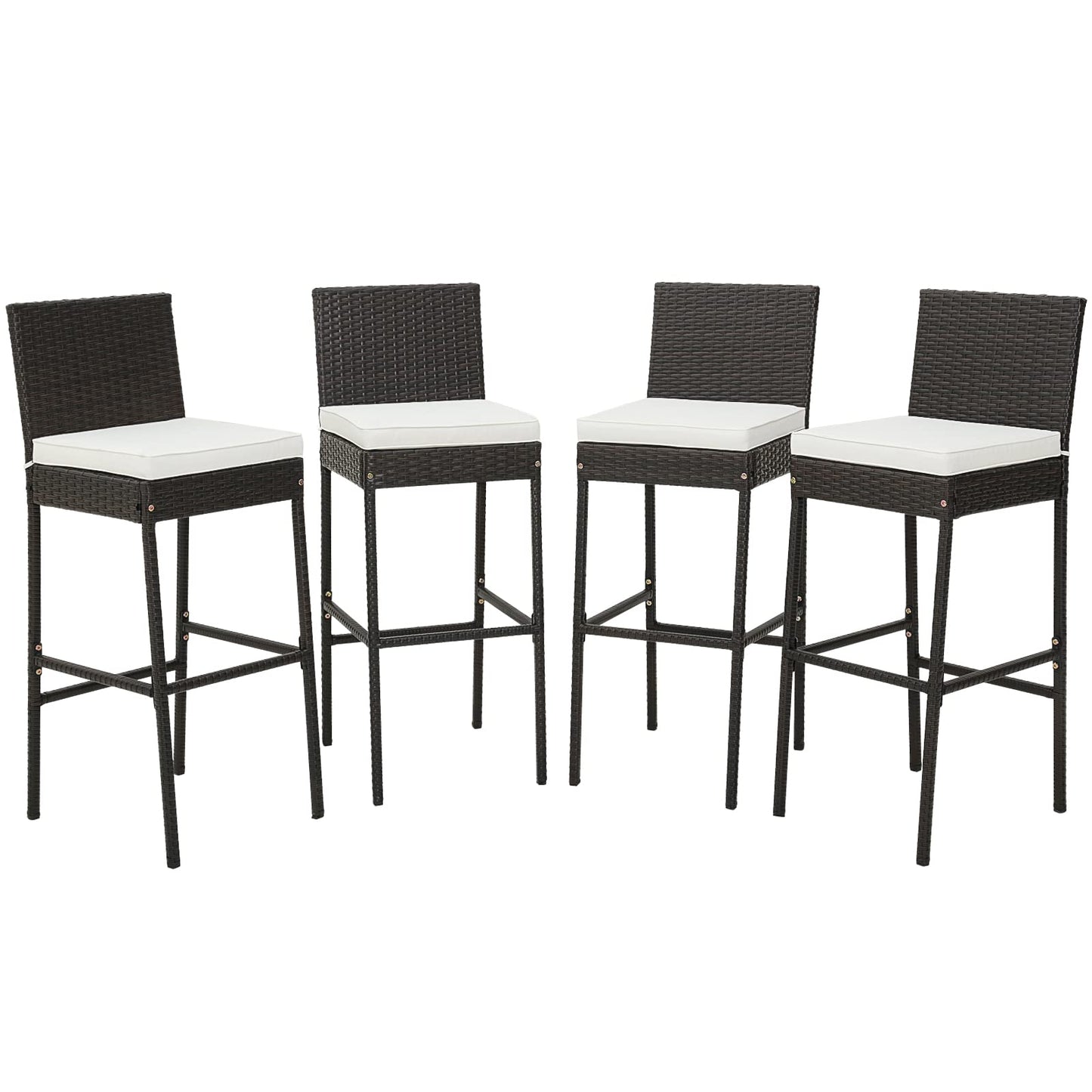 Tangkula Set of 2 Patio Wicker Barstools, Outdoor Bar Height Chair
