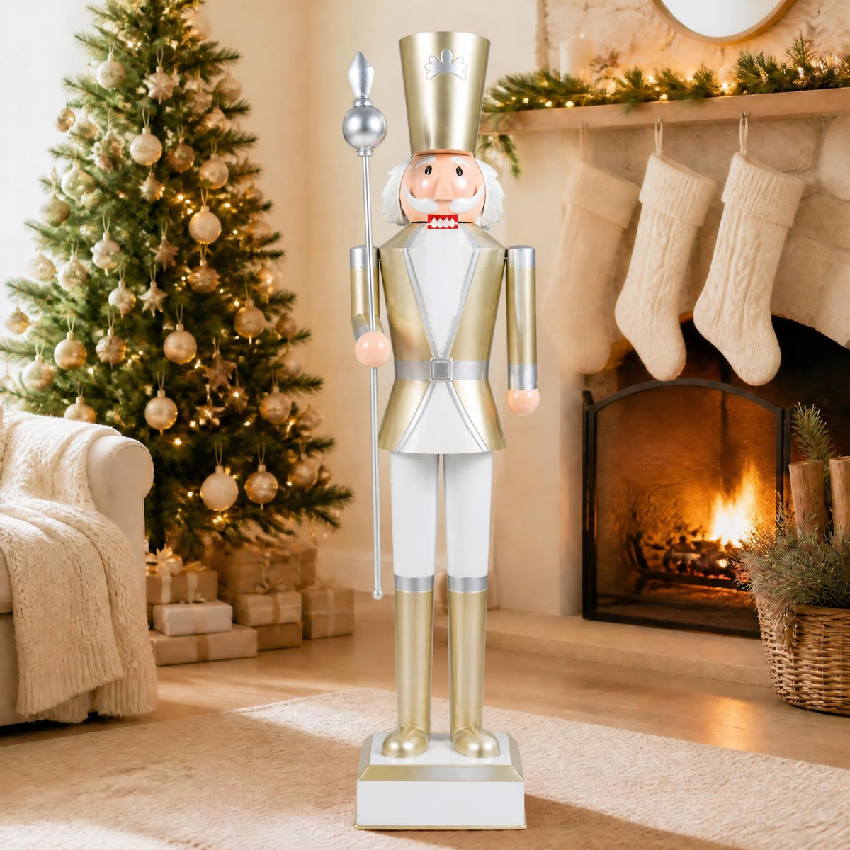 Tangkula 32.5"/48" Christmas Nutcracker with Tall Hat & Scepter