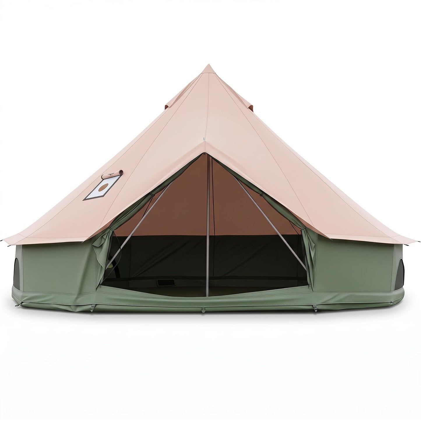 Tangkula Waterproof Bell Tent with Stove Jack Accommodates and Mesh Windows Doors