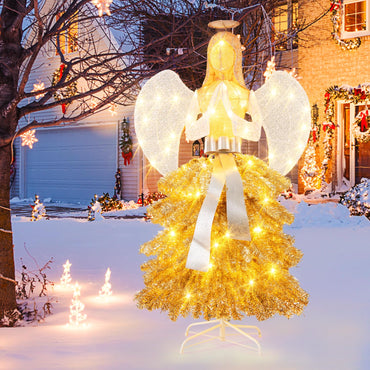 Tangkula 5.2 FT Lighted Angel with Christmas Tree Skirt