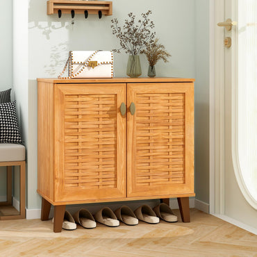 Tangkula Shoe Cabinet with 2 Doors w/ 3 Removable Shelves