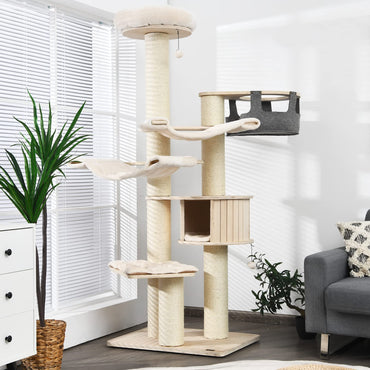 Tangkula Large Cat Tree with Sisal Scratching Posts
