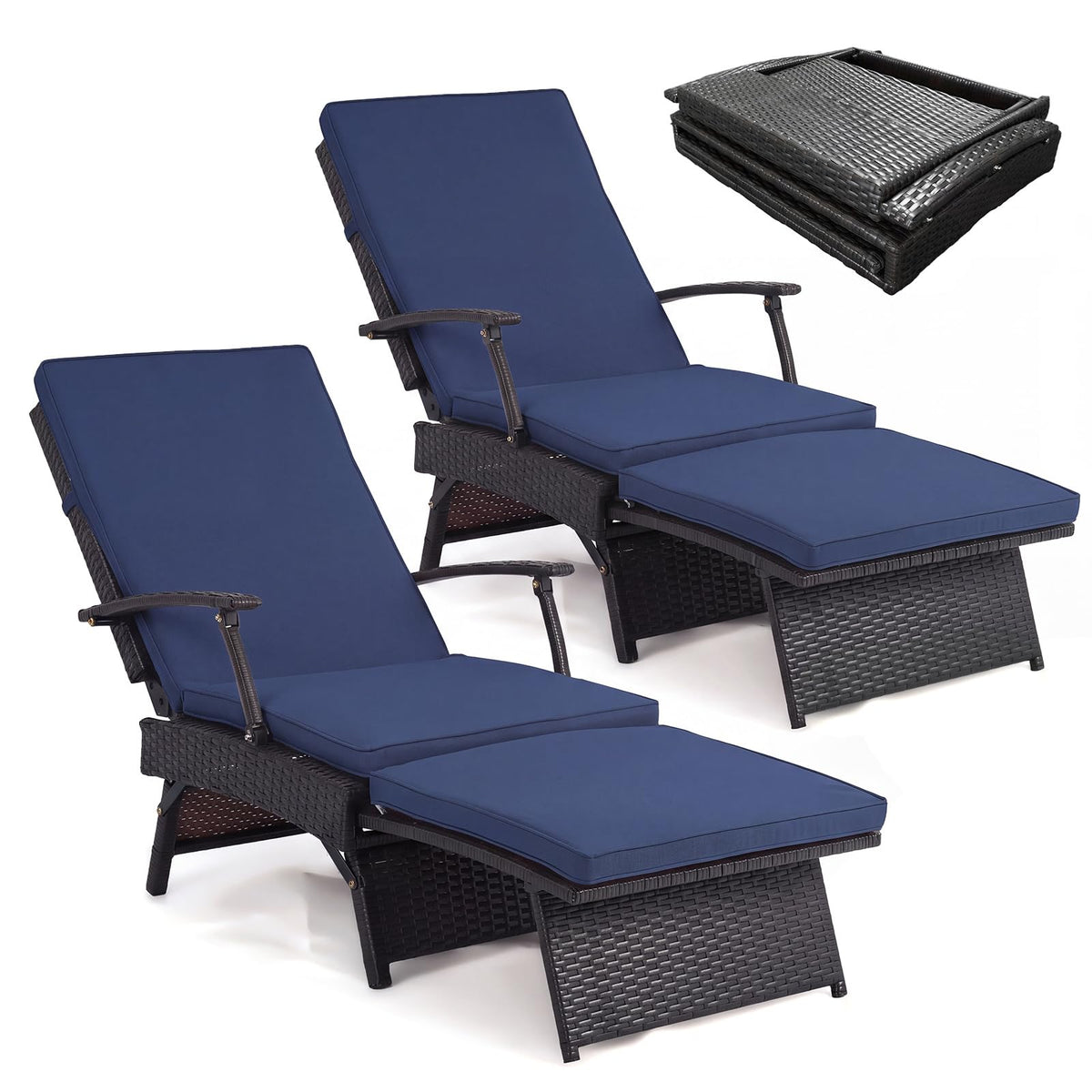 Tangkula Folding Wicker Chaise Lounge(1/2)