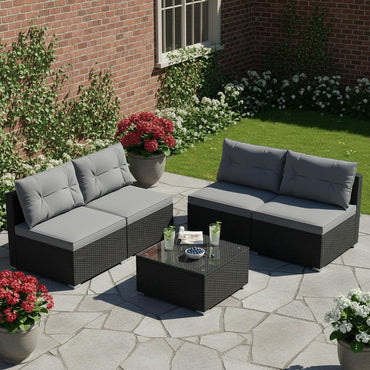 Tangkula 5 Pieces Wicker Patio Furniture Set