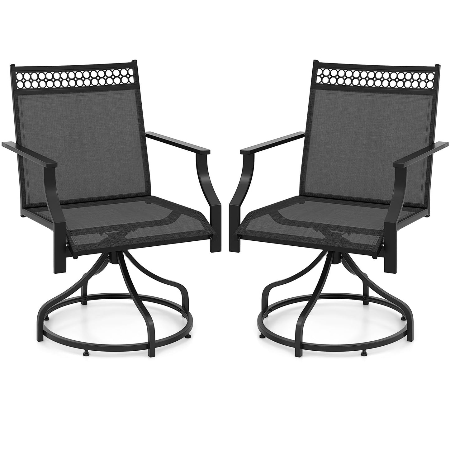 Tangkula Outdoor Swivel Dining Chairs Set of 2/4, Patio Chairs with Quick-Drying Fabric and Metal Frame