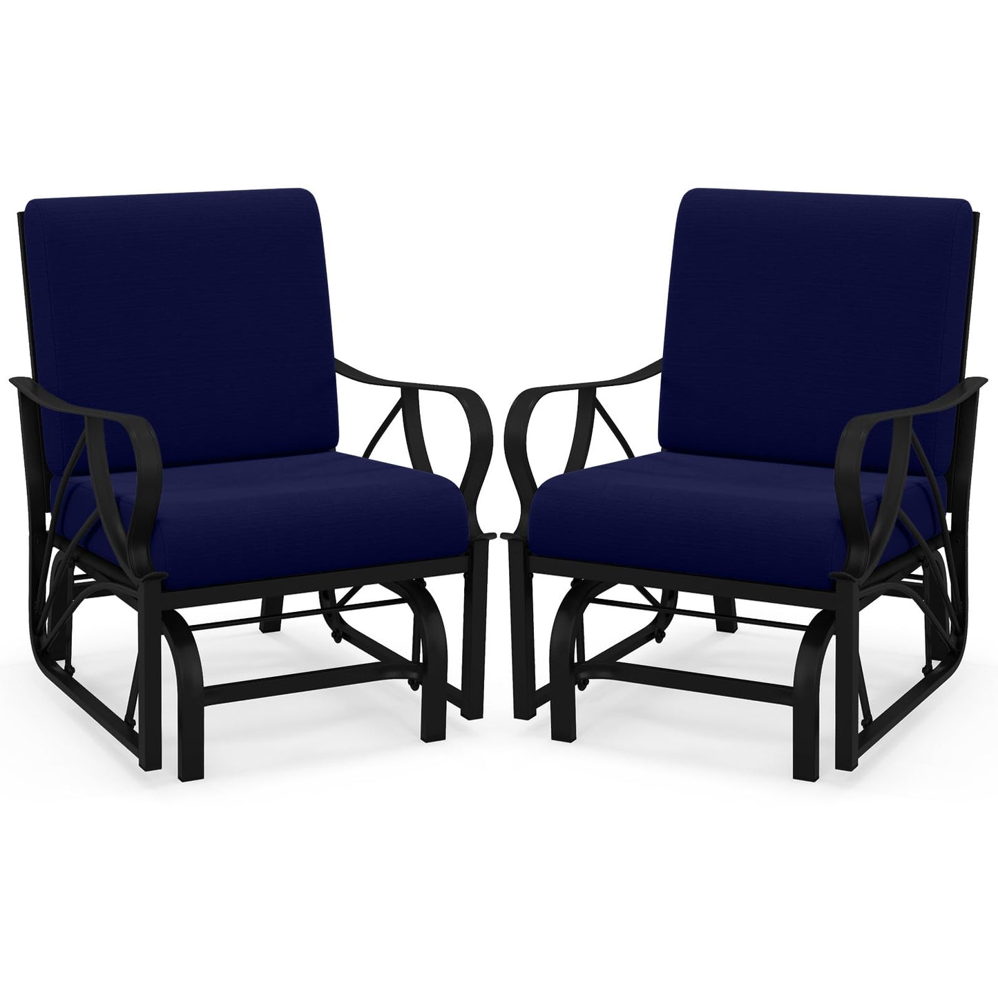 Tangkula Outdoor Patio Glider, Metal Framed Gliding Chair with Cushion