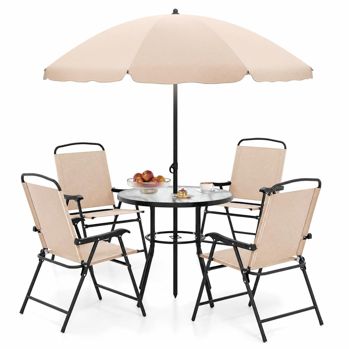 Tangkula 6 Pieces Patio Dining Set with Umbrella for Garden