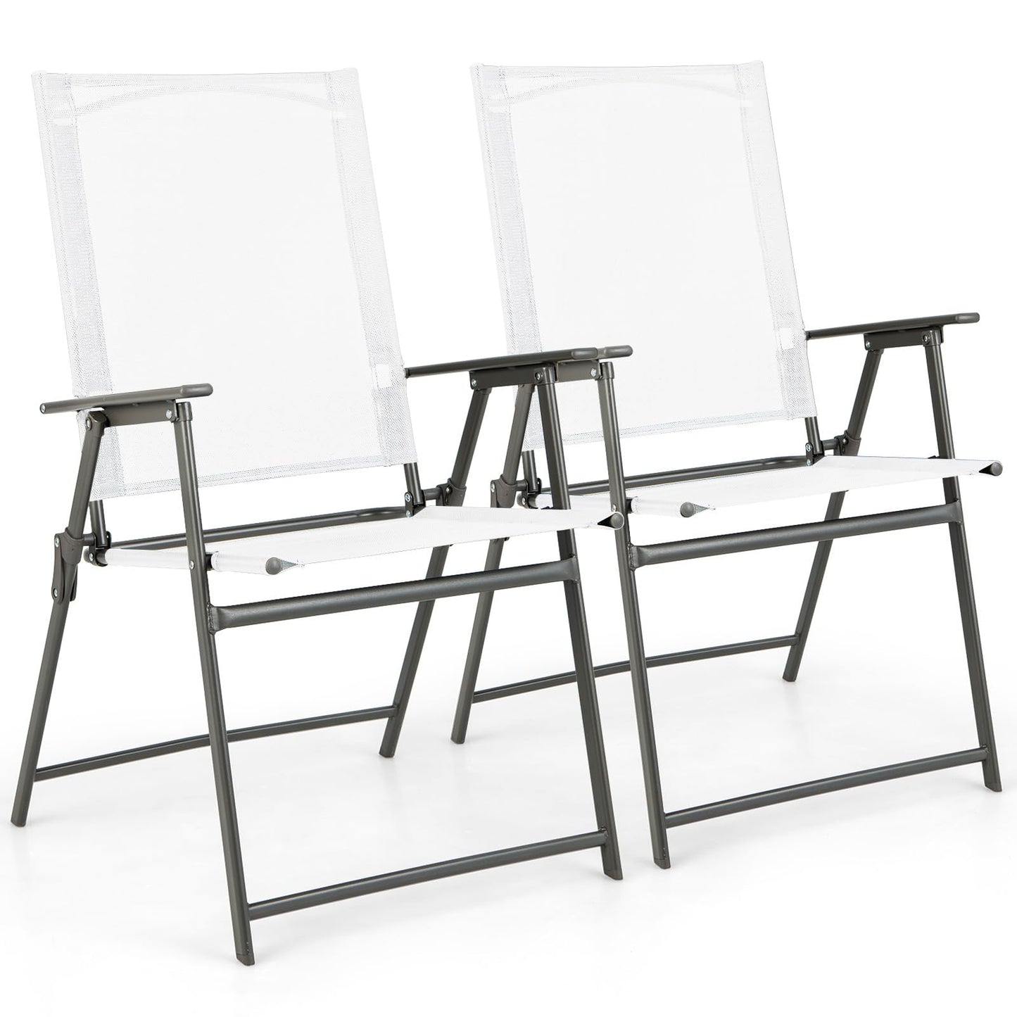 Tangkula Set of 2/4 Patio Folding Chairs, High Back Dining Chairs with Weather-Resistant Fabric