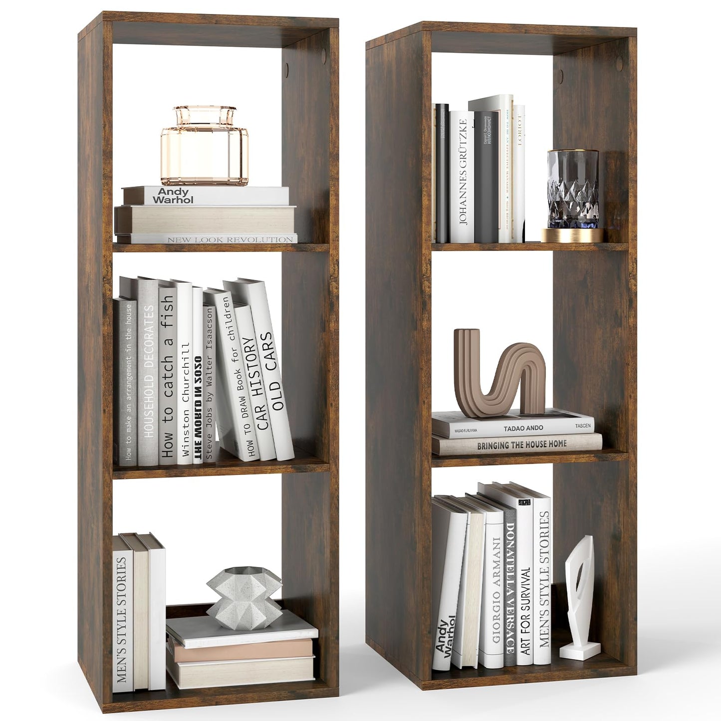 Bibliothèque Tangkula à 3 cubes, étagère à 4 niveaux avec compartiments ouverts