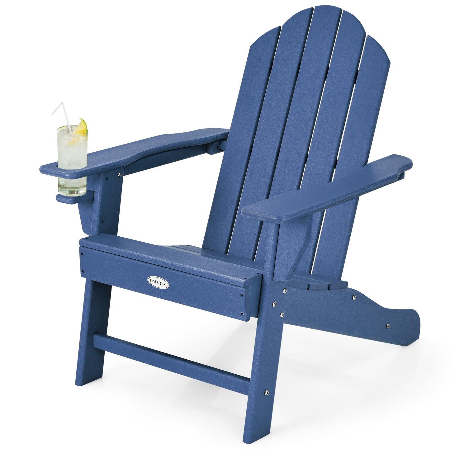 Tangkula Adirondack Chair Outdoor, Fade Resistant HDPE Armchairs with Cup Holder