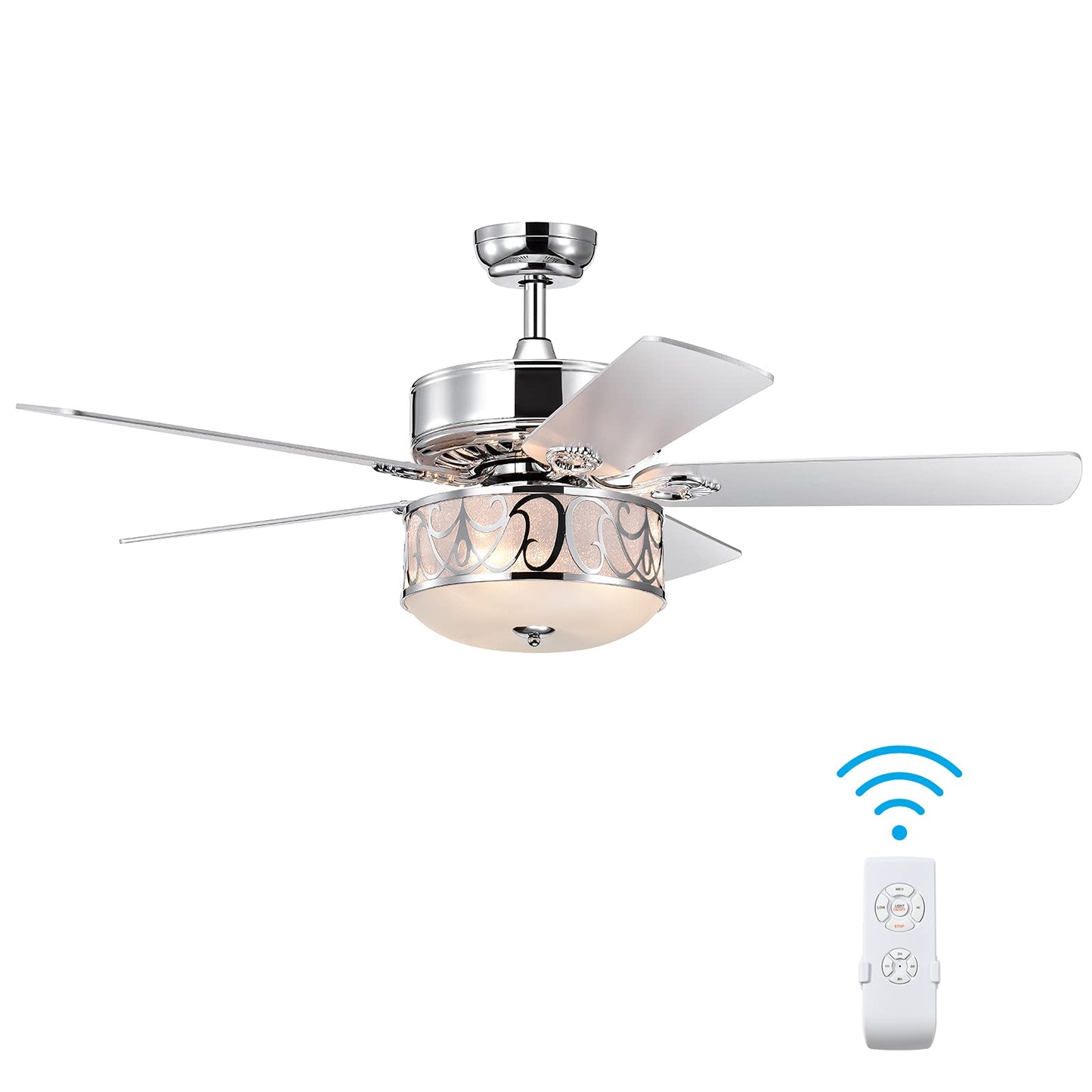Tangkula 52"Ceiling Fan w/Lights & Remote Control, Lighting Fan w/5 Reversible Blades