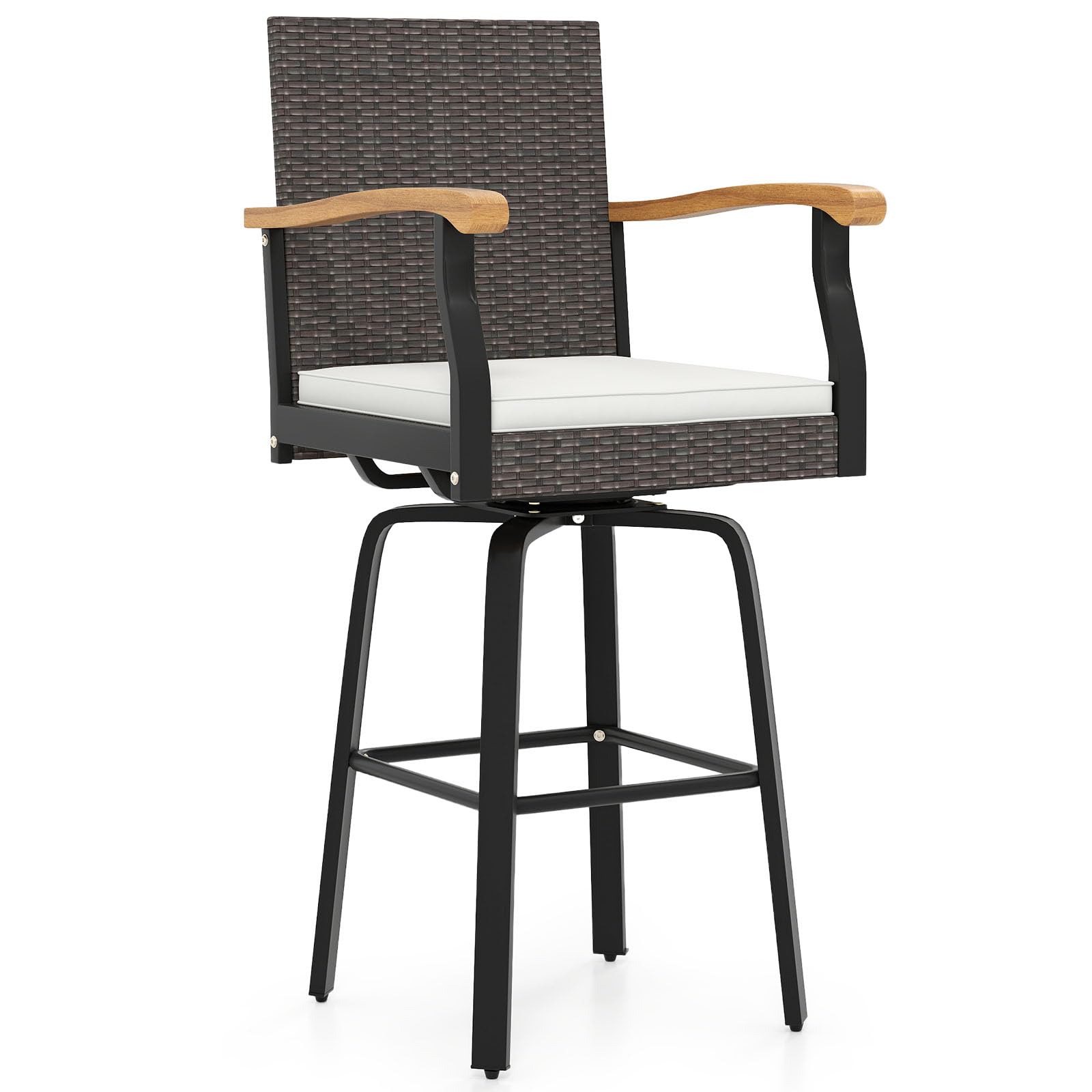 Tangkula Outdoor 360° Swivel Bar Stool for Backyard