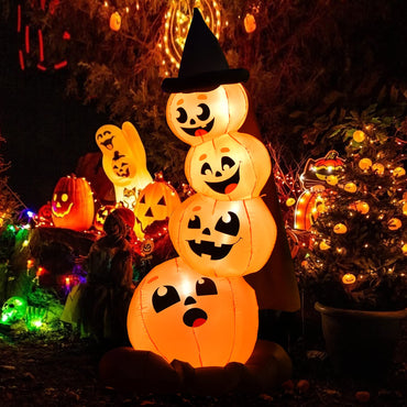 Citrouilles gonflables d'Halloween de 2,1 m avec lumières LED intégrées et souffleur