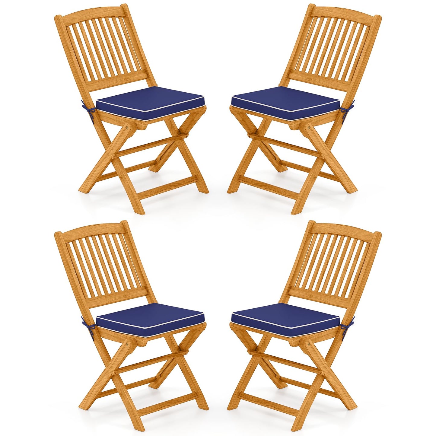 Tangkula Folding Outdoor Dining Chairs Acacia Wood Patio Chairs