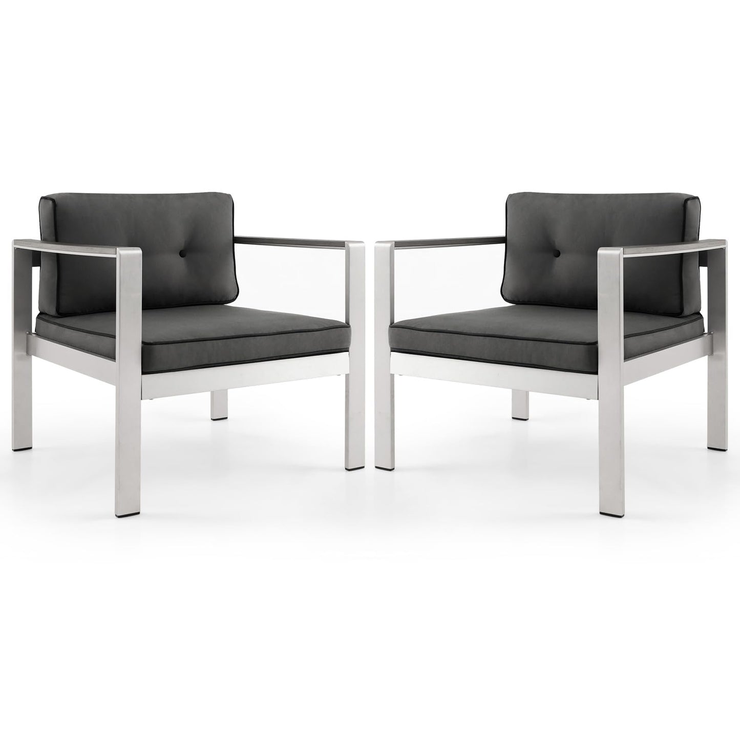 Aluminum Outdoor Patio Armchair with Cushions - Tangkula