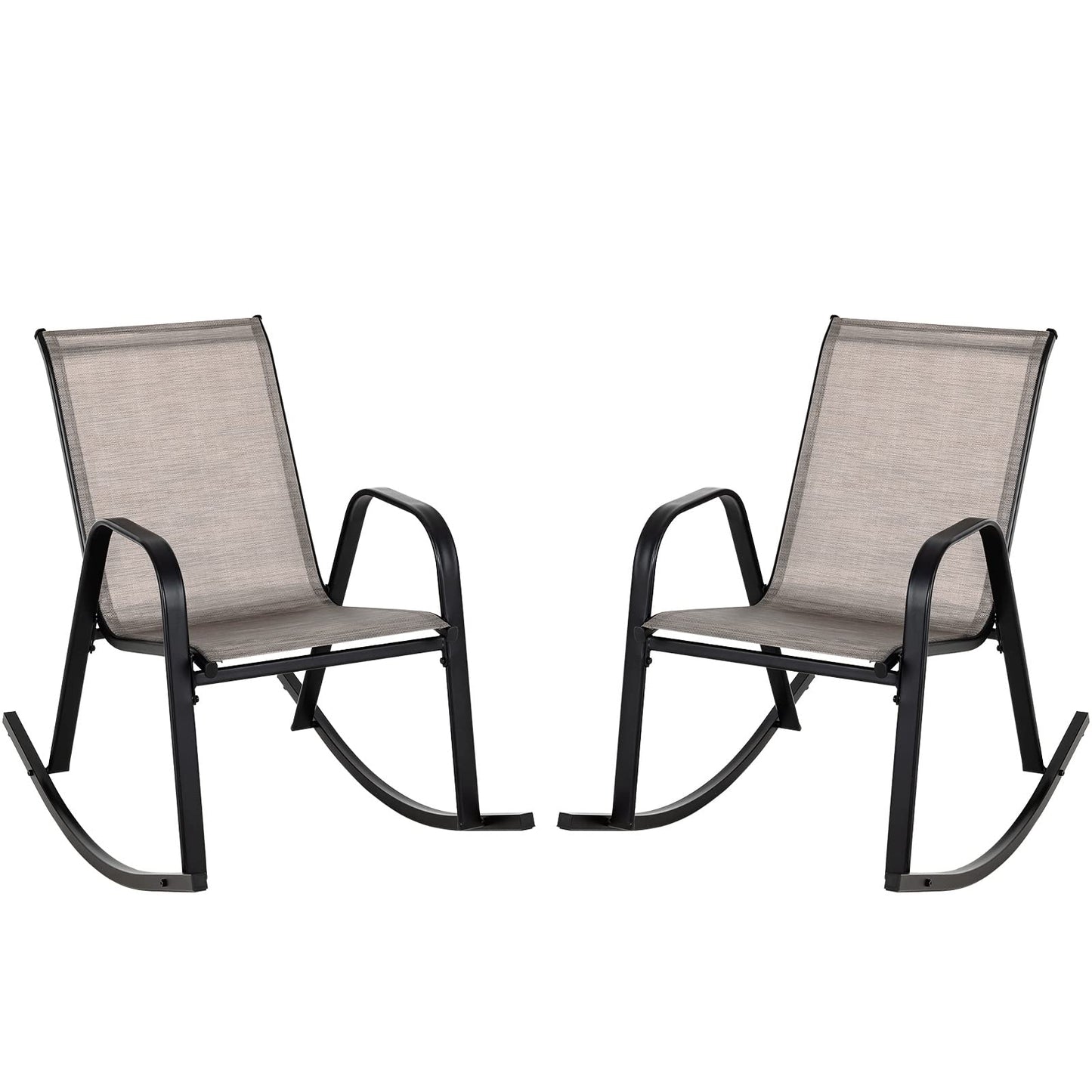 Tangkula Patio Rocking Chair Set of 2/4, Outdoor Ergonomic Rockers with Breathable Fabric Seat
