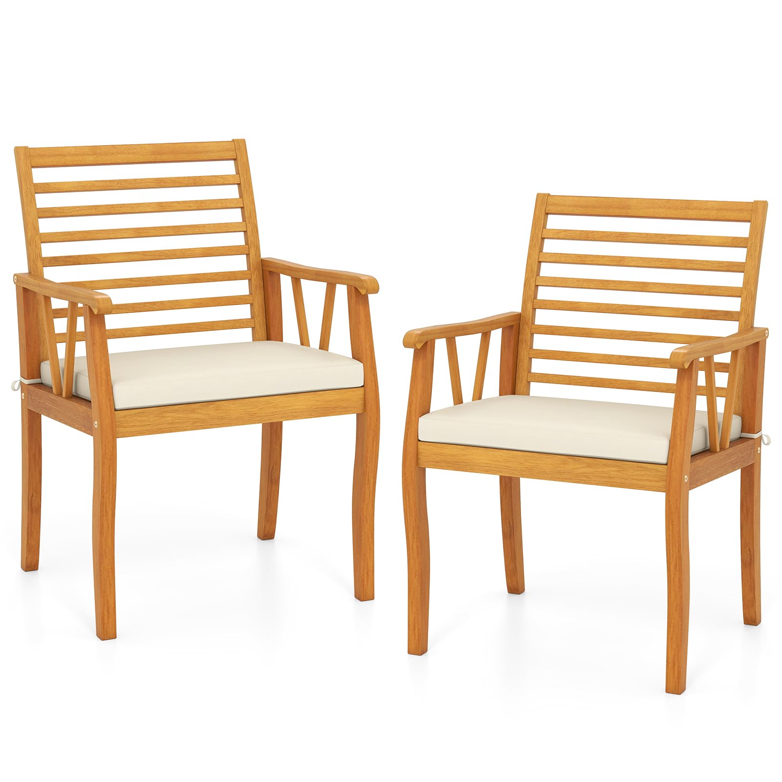 Tangkula Patio Chairs Set of 2/4 with Inclined Backrests and Slatted Seats