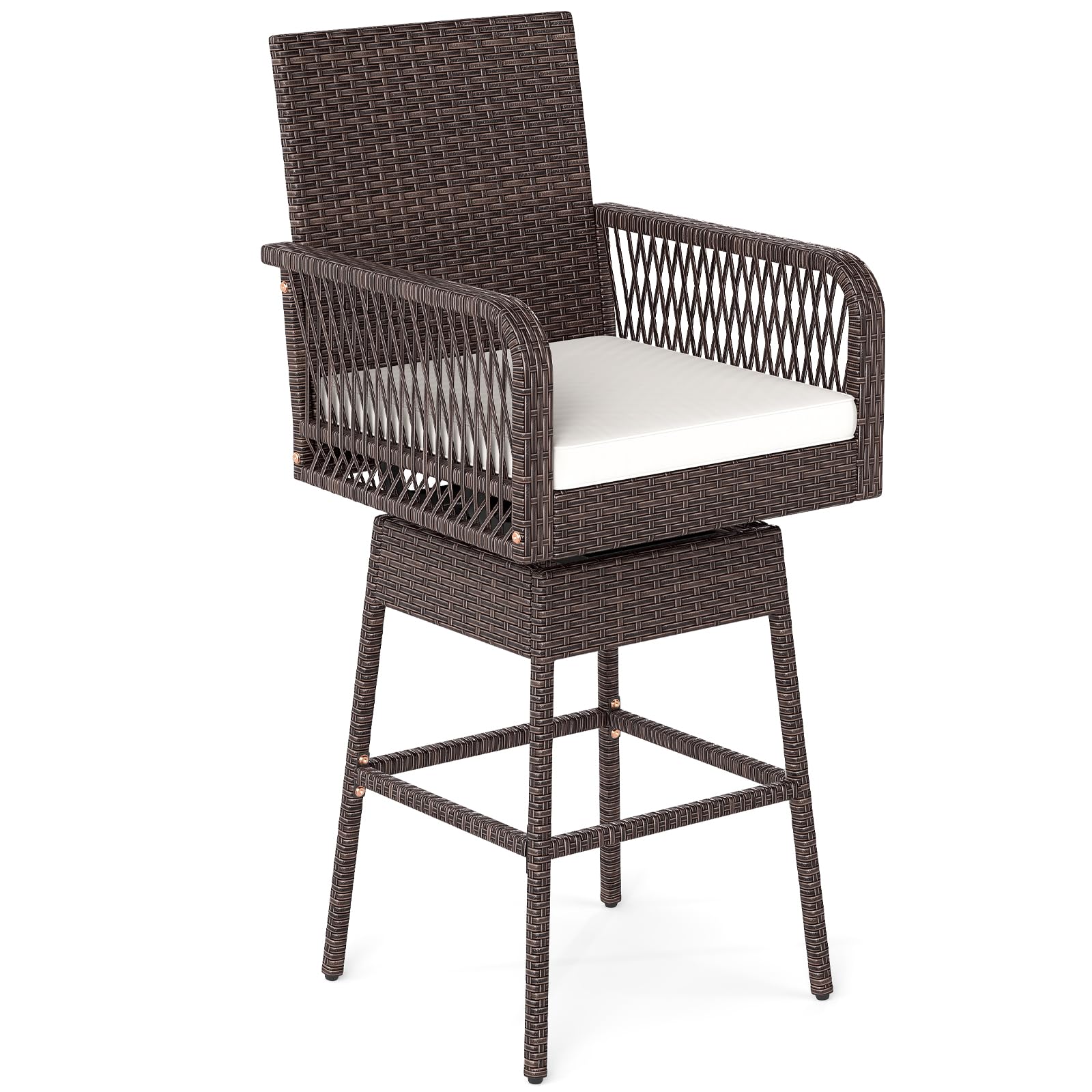 Tangkula Patio 360° Swivel Bar Stool for Backyard