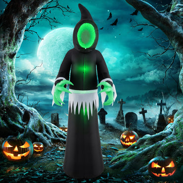Fantôme gonflable géant Tangkula de 2,4 m pour Halloween avec visage miroir lumineux
