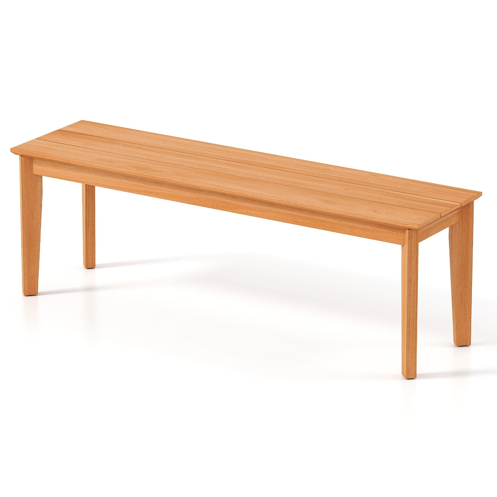 Tangkula 55" Teak Wood Bench 3-Person Backless Seating