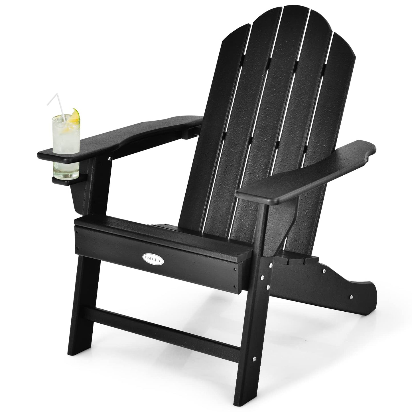Tangkula Adirondack Chair Outdoor, Fade Resistant HDPE Armchairs with Cup Holder