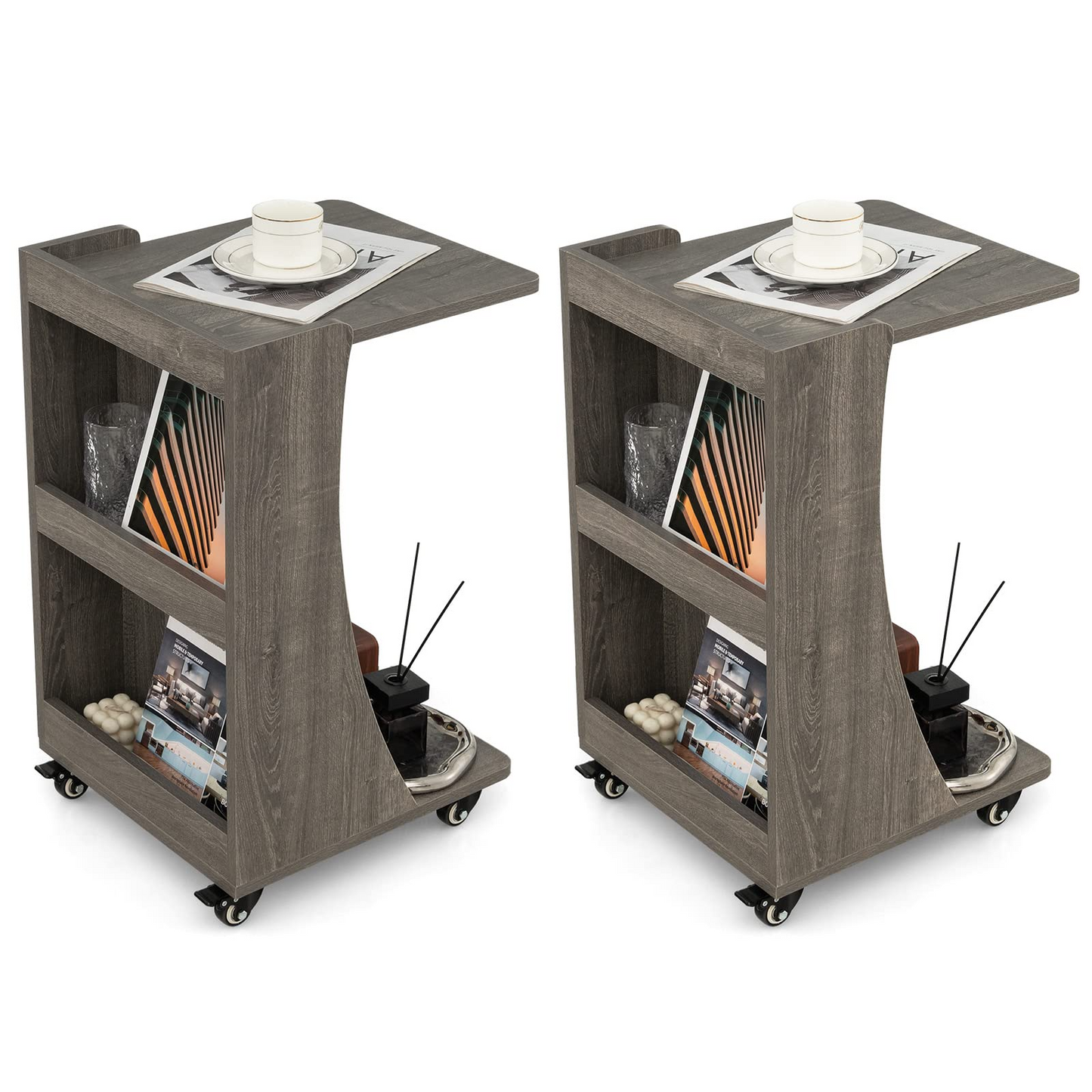 Tangkula C-Shaped End Table