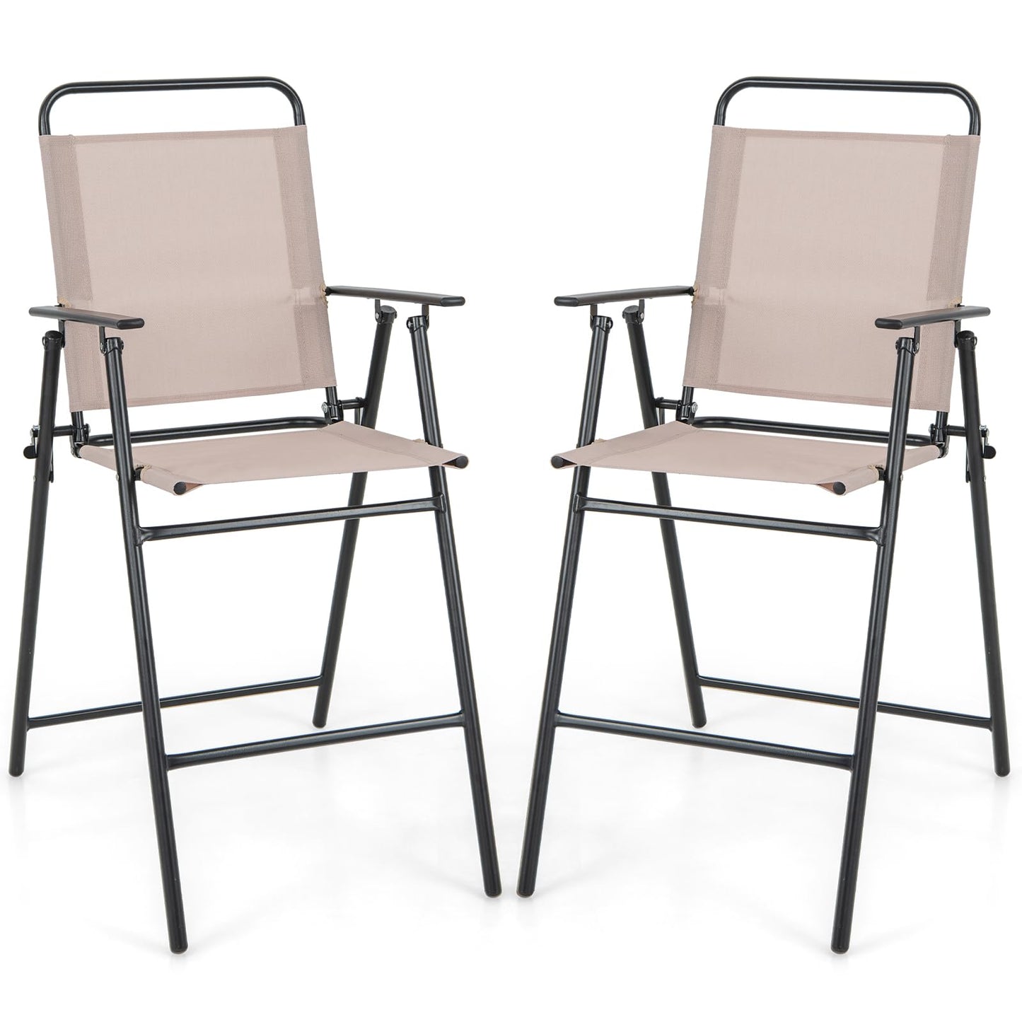 TAGNKULA Outdoor Folding Bar Stool Set of 2/4, Patio Dining Chairs, Outdoor Bar-Height Stools w/Armrests