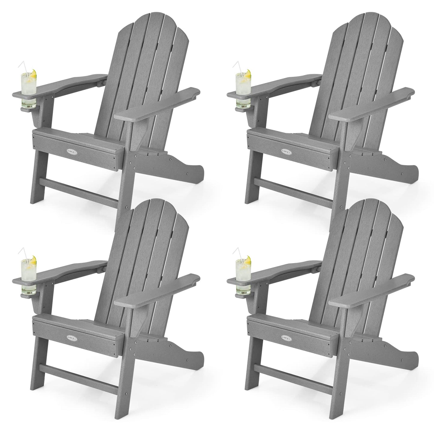 Tangkula Adirondack Chair Outdoor, Fade Resistant HDPE Armchairs with Cup Holder