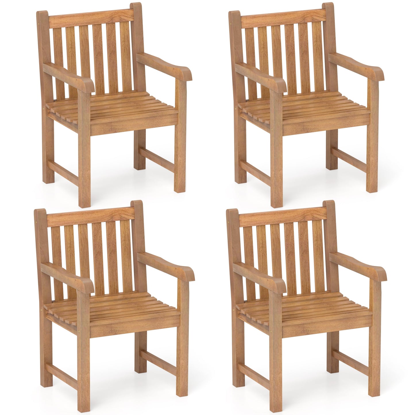 Tangkula Teak Wood Patio Dining Chair(1/2/4)