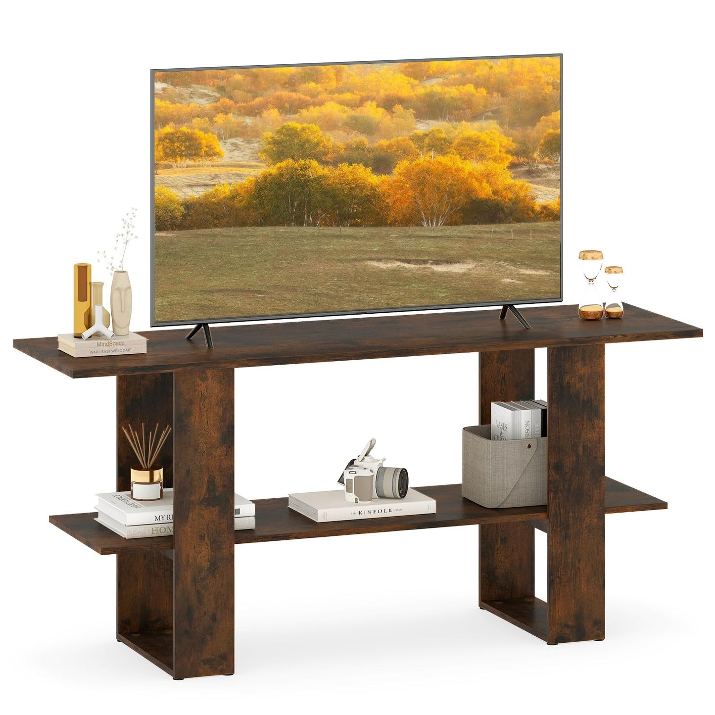 Tangkula 2-Tier TV Stand for TVs up to 55 Inch Entertainment Center