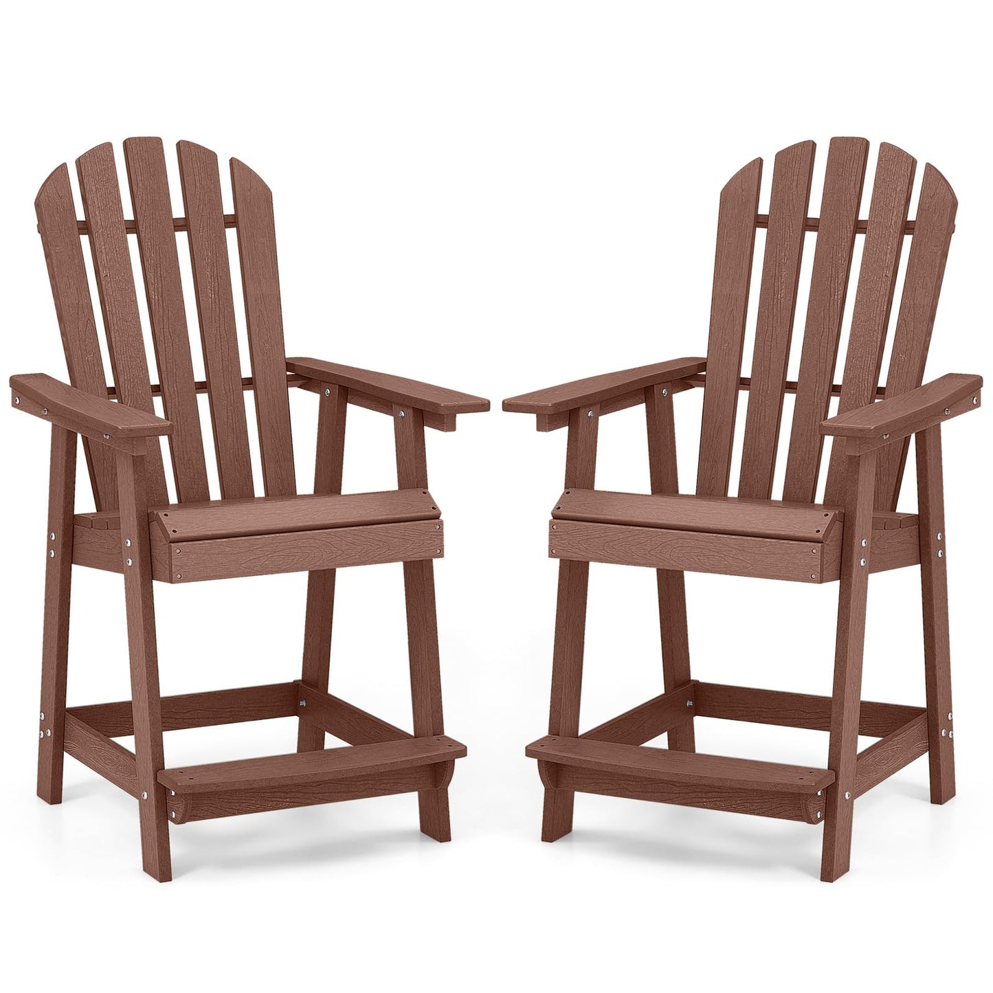 Tangkula Outdoor Bar Stool, HDPE Tall Adirondack Chair with Armrest & Footrest