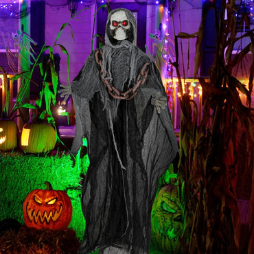Tangkula Faucheuse animatronique d'Halloween de 1,95 m avec chaîne