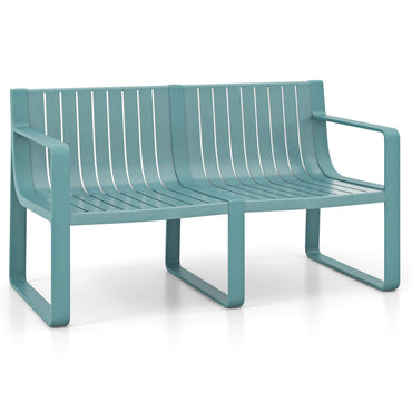 Tangkula Patio Loveseat Weather-Resistant Plastic 2-Person Bench
