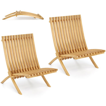 Tangkula Folding Patio Chair Teak Wood Outdoor Lounge Chair