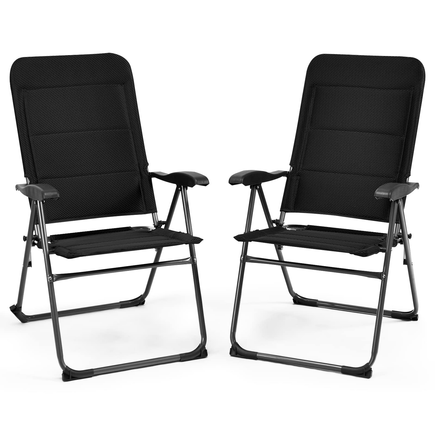 Tangkula Patio Chairs Set of 2/4, Folding Patio Dining Chairs with 7 Adjustable Backrest Positions